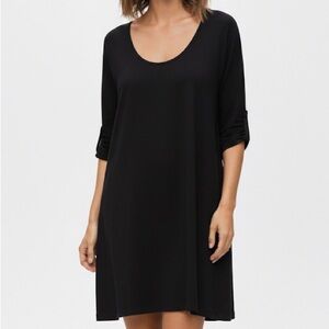 CYC COLLECTION Black Knit Tunic Dress Lightweight Flowy Hem XL Minimalist Cozy